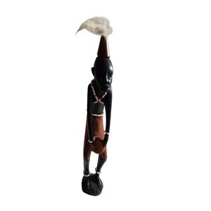 Vintage African‎ Tribal Wood Figurine Sculpture Folk Art Statue Home Decor